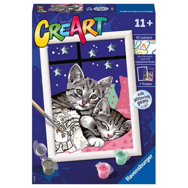 Ravensburger Sleepy Kitties Paint by Numbers Kit for Kids - 20213 - Painting Arts and Crafts for Ages 11 and Up