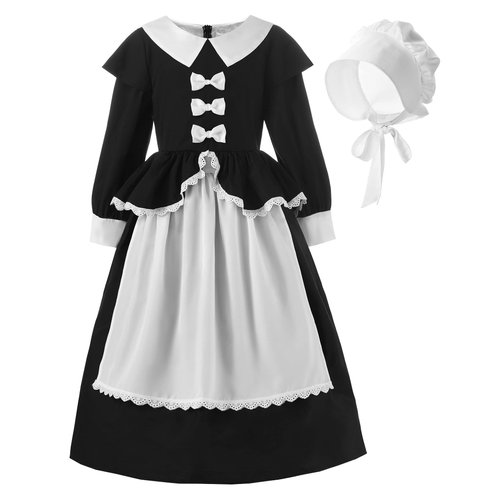 ReliBeauty Pilgrim Costume for Girls Colonial Girl Costume Dress Cosplay Costumes Birthday Party Christmas Halloween Dress up,8/140