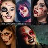 30 Sheets Halloween Temporary Tattoos Zombie Tattoos Fake Scars with Fake Blood Waterproof Fake Bloody Wound Stitch Scar Scab Zombie Makeup Halloween Party Cosplay