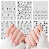 6 Sheets Star Nail Stickers, Black Nail Stickers for Nail Art, Star Heart Bows Nail Decals Self Adhesive DIY Nail Charms Stickers for Women Girls Manicure Decoration