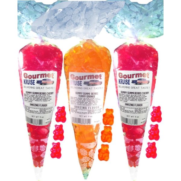 Red Gummy Bears (2) Wild Cherry (1) Energy Orange Gummi (NET WT 33 OZ) Gourmet Kruise Signature Gift Bags