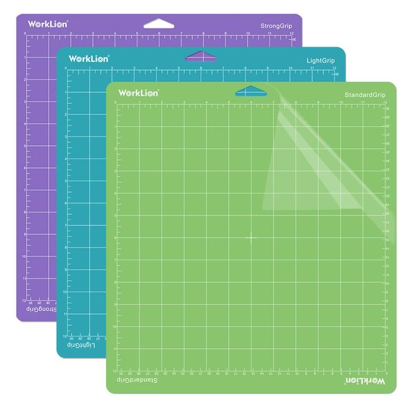 WORKLION Cutting Mat 12x12 for Cricut: Cricut Explore One/Air/Air 2/Maker Gridded Adhesive Non-Slip Durable Mat for Sewing Quilting and Arts & Crafts Projects - Cutting Mat Set(Variety)