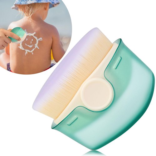 Dexspoeny Sunscreen Applicator for Kids,Sunscreen Applicator with Protective Lid,Sunlotion Applicator Suncream Brush for Blending Liquid, Cream or Flawless Powder Cosmetics(Green)