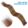 6D Second Generation Hair Piece, 100% Real Natural Hair Extensions, Can Perm and Dye Hair No Tangling, Five Bunches in a Row (18 inches, 4)