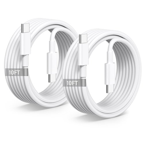 2-Pack 10FT Long USB C to USB C Charging Cable, for iPhone 16 15 Fast Charger Cord 60W for iPhone 16/15, 16/15 Pro, 16/15 Plus, 16/15 Pro Max, for MacBook Pro/Air, iPad Pro 13/12.9/11/Air 5/4/3/Mini 6