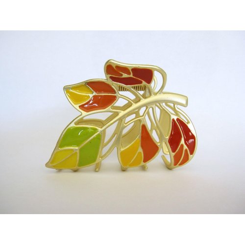 Generic Fall colors matte gold metal leaf hair claw clip jaw clip