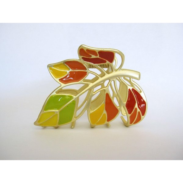 Generic Fall colors matte gold metal leaf hair claw clip jaw clip