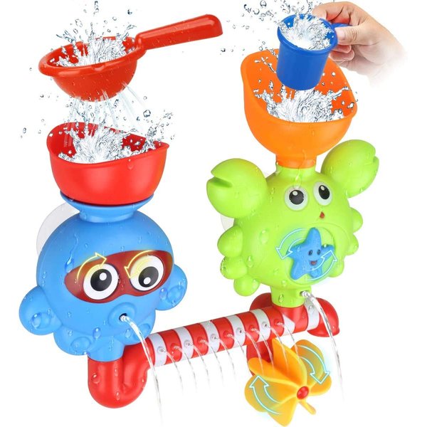 GOODLOGO Bath Toys Bathtub Toys for 1 2 3 4 Year Old Kids Toddlers Bath Wall Toy Waterfall Fill Spin and Flow Non Toxic Birthday Gift Ideas Color Box (Multicolor)