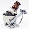 PerPro Straight Razor stand With Perfect double layer stainless steel Shaving Soap Bowl and Shaving Brush Natural Solid Wood Handle