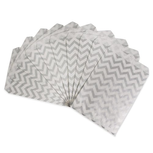CuteBox Company 5" x 7" Chevron Pattern Flat Paper Gift Bags 100pcs for Retail, Packaging, Party Favors, Merchandise, Crafts, Handmade Goods, Arts and Crafts, Outdoor Events, Holidays, Weddings