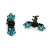 Small Decorative Hair Jaw Clips Mini Petals Rhinestone Crystal Hair Claw Clips, Set of 5, Teal