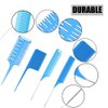 Hair Styling Comb,Highlighting Professional Styling Comb Metal Rat Tail Teasing Comb Dyeing Comb Foiling Comb for Home Hairstylist Barber Styling Weaving (4 Pcs Blue)