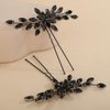 Rumtock 2pcs Black Crystal Beads Hair Pins Wedding Bridal Hair Piece Handmade Sparkle Hair Jewelry for Special Occasion (Black)