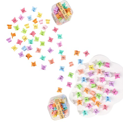 80 Pcs Mini Hair Claw Clips for Women, Colorful Hair Accessories for Girls and Women Decroation Buns Tiny Jaw Clip for Thin Hair, Butterfly