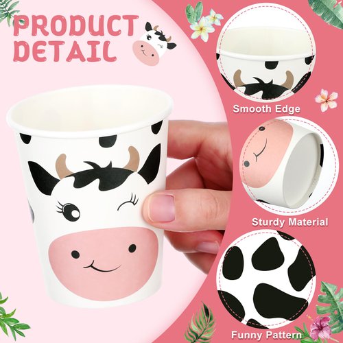 Maxcheck 120 Count Farm Animal Cups Party Paper Cups 9 oz Cute Disposable Drink Cups Pig Sheep Chicken Duck Horse Cow Cups for Farm Birthday Party Supplies Kids Farm Animal Decorations