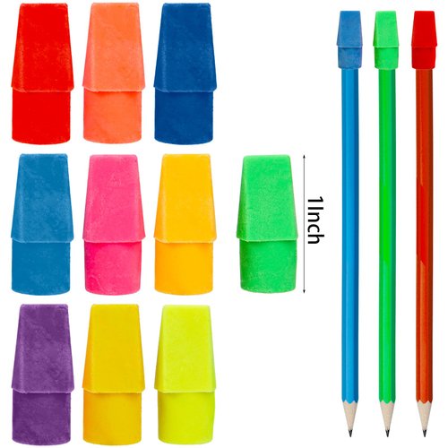 Nicunom 600 Pack Pencil Eraser Caps, 10 Colors Pencil Top Erasers Bulk, Kids Eraser Cap Pencil Eraser Toppers, School Supplies for Teachers Sudents Classroom Home and Office