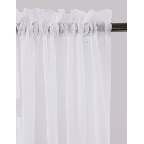 MYSTIC-HOME Sheer Curtains White 45 Inch Length, Rod Pocket Voile Drapes for Living Room, Bedroom, Window Treatments Semi Crinkle Curtain Panels for Yard, Patio, Villa, Parlor, Set of 2, 52"x 45"