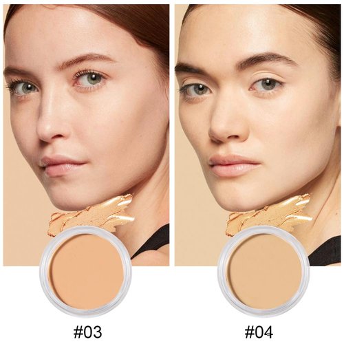 Kaely 2Pcs Cream Pot Concealer Full Coverage Set,Conceal Brighten Dark Circles,under Eye Color Correcting Concealer,Waterproof Foundation Palette with Brush,corrector de ojeras,Vegan Makeup,03+04
