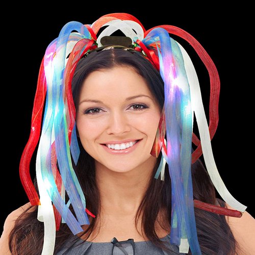 Fun Central - Light Up Red White Blue Party Dreads | 4th of July Party Supplies Memorial Day Week...
