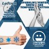 180 Pcs Glitter Snowflake Temporary Tattoos 3 Sheets Cute Winter Snowflake Tattoos Stickers for Women Girls Kids Face Body Christmas Party Favors