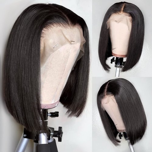 KESEN Bob Wig Human Hair 13x4 HD Lace Front Wigs for Black Women Human Hair Side Part Frontal Bob Wig, Ailwelia Glueless Short Human Hair Wigs for Black Women Pre Plucked 180% Density 10 Inch