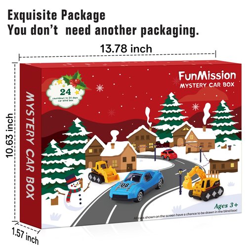 FunMission Alloy Vehicles Blind Box for Kids, Toy Cars Collection, 24 Pieces Toy Car Set-Perfect Christmas, Birthday & Party Gifts and Educational Rewards for 3+ Years Old Boys and Girls