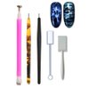 WOKOTO 5Pcs Nail Magnet Tool Set With Double Head Flower Design Nail Magnet Pens And Strong Magnet Stick For Cat Eye Gel Polish Nail Art (MJB076)
