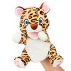 Hopearl Plush Cheetah Hand Puppet Leopard Wildlife Puppet with Open Movable Mouth for Imaginative Play, Role Play, Interactive Toy for Storytelling Teaching Puppet Theater, Gifts for Kids, Brown, 11''