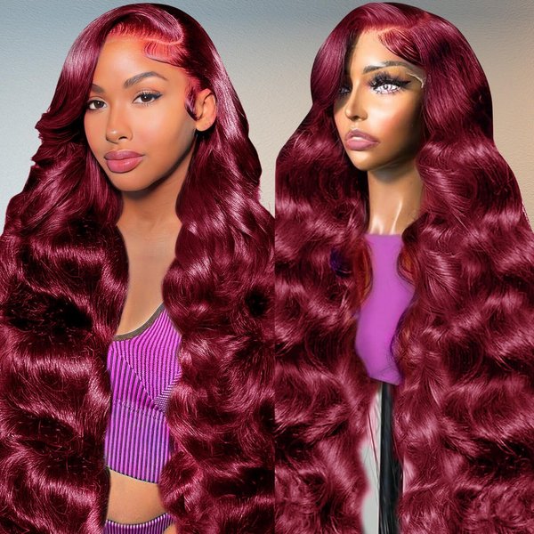 MAKATI 99j Burgundy Lace Front Wigs Human Hair 13x6 Hd Body Wave Lace Frontal Wigs Human Hair Pre Plucked 180 Density Glueless Red Wig Human Hair Colored Wigs for Women 26 Inch