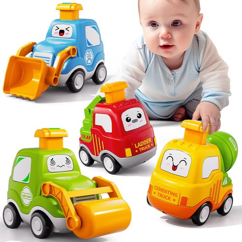 JUKUDAHU Press Engineering Car Toy for Tollders Age 1 2 3 4 5 6 Years Old - Toy Figure Car, Construction Cars Toys, Push and Go Friction Car for 6 9 12 18 Months, Toddler Gifts for Infant Toddlers