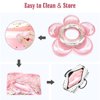 HeySplash Inflatable Swim Rings with Glitter, Flower Shaped Summer Swimming Pool Float Loungers Tube Ring Floatie, Water Fun Beach Party Toys for Kids - Rose Gold