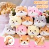 Meooeck 12 Pcs Mini Puppy Stuffed Animals 3.4 Inch Cute Plush Shiba Inu Furry Toys Bulk Soft Stuffed Puppy Dog Decompress Keychain for Christmas Party Birthday Goodie Bag Stuffers Classroom Prizes