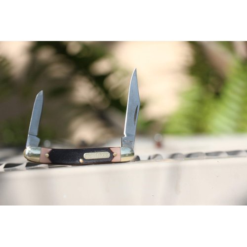 Old Timer 104OT Small Canoe 4.7in Stainless Steel Traditional Folding Pocket Knife with Clip Point and Drop Point Blades, Sawcut Handle, and Convenient Size for EDC, Camping, Hunting, and Outdoors