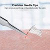 3 Pieces Ingrown Hair Tweezers Stainless Steel Splinter Tweezers Pointed Blackhead Remover Precision Eyebrow Tweezers for Facial Hair, Ingrown Hair, Splinter and Blackhead Remover (Silver)