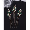 YERTTER 3 Pcs Hair Pins Green Crystal Pearl Bridal Hair Accessories for Bride and Bridesmaids Wedding Hair Piece