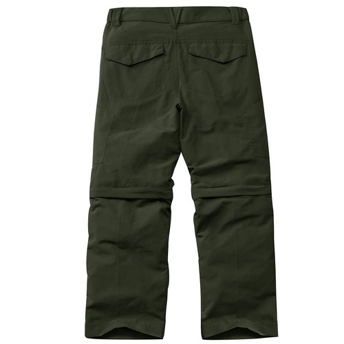 linlon Kids' Cargo Pants, Boy's Casual Outdoor Quick Dry Waterproof Hiking Climbing Convertible Trousers #9035-Army Green-L
