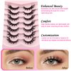 MIKIWI Fluffy False Eyelashes Crisscross Dramatic Faux Mink Eyelashes Wispy Cat Eye Lashes Volume Look 7 Pairs