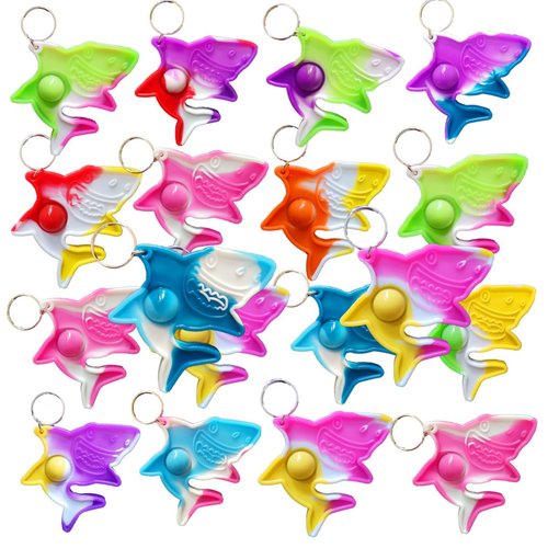 Roaqua 30 Packs Bulk Backpack Mini pop Fidget Keychain, Birthday Party Favors,Summer Students Bubble Prize gifts for boy and Little Girl,Kids