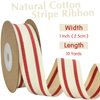 TONIFUL Red Natural Cotton Striped Ribbon 1 Inch x 10 Yard Grosgrain Ribbon for Crafts Accessories, Gift Wrapping, Holiday Wedding Valentines Christmas and Birthday Party Decoration