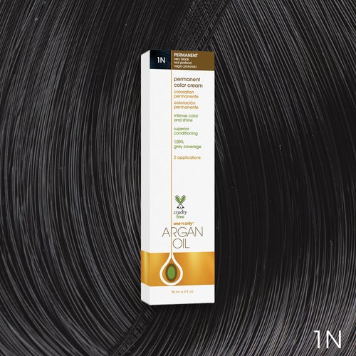 One N' Only Permanent Hair Color - Permanent Hair Dye Made with Argan Oil - Delivers Rich, Accurate Tones with Gray Coverage - Improves Moisture & Elasticity - 1N Very Black (3 oz)