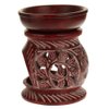 Oil Diffuser - Red Soapstone Oil Burner Round Leaves 4"