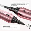 2 in 1 Microblading Eyebrow Pen with Eyeliner Pencil, Waterproof Eyebrow Pencil with 4 Fork Tip Multifunctional Double Head Microblade Eyebrow Pencil Waterproof and Long-Lasting (Dark brown)