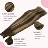 MAXITA Weft Hair Extensions Human Hair Chocolate Brown Mixed Caramel Blonde Balayage 16 Inch Hair Extensions Weft Invisible Double Weft Sew in Hair Extensions 100g Per Bundle