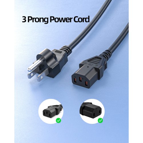 3 Prong AC Power Cord Cable Fit for Instant Pot, Electric Pressure Cooker, Rice Cooker, Soy Milk Maker, Power Quick Pot, Microwaves and Other Kitchen Appliances Replacement- (ETL Listed Cable)