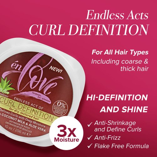én Love Endless Acts of Curl Definition | Organic Coconut Milk & Aloe Vera | Curl & Coil Definer (2C to 4C) | Hi-Definition and Shine | Anti-Shrinkage and Stretches Curls | Flake Free Formula | 10 oz