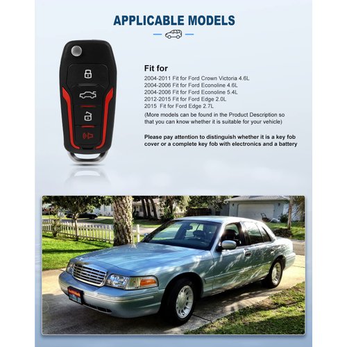 ECCPP Upgraded Flip Remote Key Fob 2008-2009 Fit for Mercury Sable 3.5L 2004-2005 Fit for Lincoln LS 3.0L Key Fob 315MHz with 63 Chip CWTWB1U345 CWTWB1U212 CWTWB1U331 (Pack of 1)