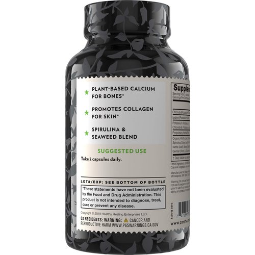 Crystal Star Ocean Minerals Supplement (60 Capsules) – Daily Herbal Supplement for Bone Health & Collagen – Sea Buckthorn, Spirulina & Organic Alfalfa - Non-GMO