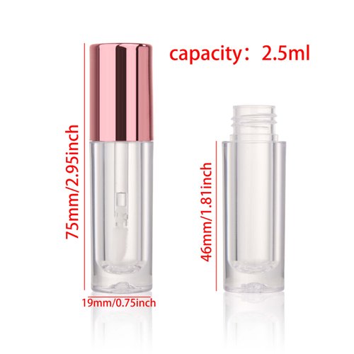 COSIDEA 30pcs 2.5ml Round Metal pink empty lip gloss tubes bulk with wand lipgloss bottle containers wholesale