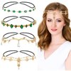 Dizila 4 Pieces Crystal Rhinestone Gems Jewelry Head Chains Boho Headbands Forehead Chains with Rubber Bands Prom Party Accessories Headpieces for Women Girls