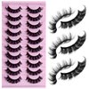LuckForever 10 Pairs False Eyelashes Russian Strip Eye Lashes Wispy False Lash Fluffy Eyelash Extension Natural Look D Curly Volume Fake Eyelashes Reusable Eyelash Pack for Women Girls